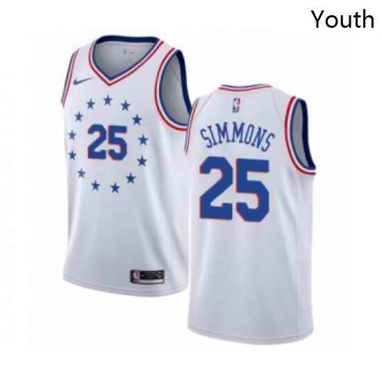 Youth Nike Philadelphia 76ers 25 Ben Simmons White Swingman Jersey Earned Edition